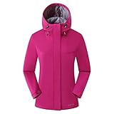 Feste, verstellbare Kapuze Amazon Marke: Eono Essentials Wasserfeste Damenjacke, Übergangsjacke - X-Small, Violett (Violett - Majenta)