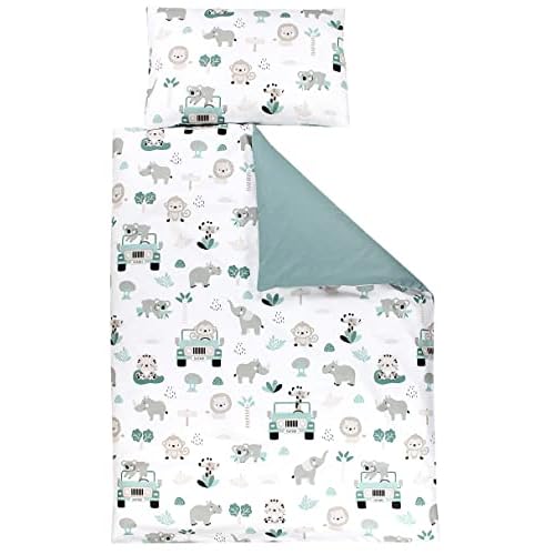 Kuscheli® Kinderbettwäsche Mädchen Einhorn Bettwäsche Set Unicorn Pony passend für Kinder Bettdecken 135x200 + Kissenbezug 80x80 rosa pink Pferde, Design - Motiv:Design 1 2 TupTam Kinder Bettwäsche Gemustert 2-Teilig Wendebettwäsche, Farbe: Zoo Grün, Größe: 120x90 cm