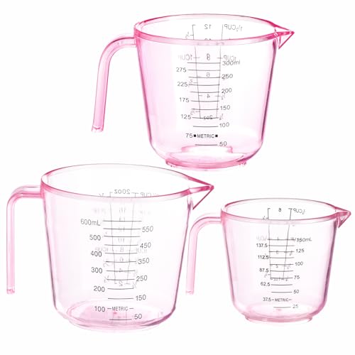 Vasos medidores plásticos rosados 3 pack 600 ml miniatura 1
