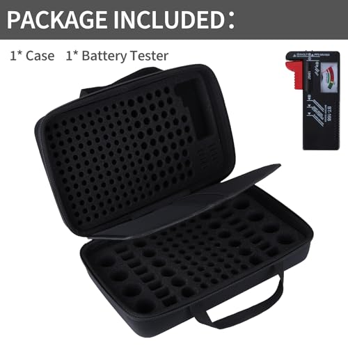 Peyyargo Hart Batterie Organizer Aufbewahrungsbox kompatibel mit 259 Batterien AA AAA C D 9V (Batterien sind Nicht enthalten), M Größe Tasche