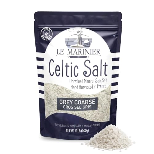 Le Marinier Celtic Salt Organic Grey Coarse, 1.1lb - 18oz. Mineral Rich 100% Natural and Unrefined...