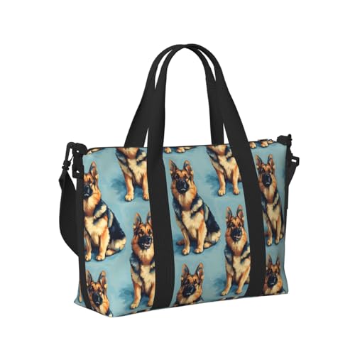 German Shepherd Dog Print Travel Duffle Bags for Women, Personal Item Overnight Weekender Sport Carry On Gym Bag for Men Women