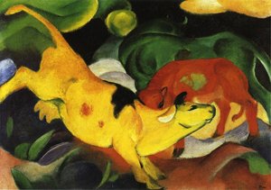 Peinture à l'huile Cows Franz Marc 1912 une explosion de couleurs pour vibrer au quotidien