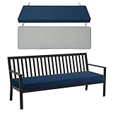 Outdoor Bench Cushion, Water-Resistant & Fade-Resistant, Porch Swing Cushions with Ties, Patio Furniture Seat Pads for Garden Loveseat, Removable Cover Non-Slip Bottom, 48 x 16 Inch, Navy Blue