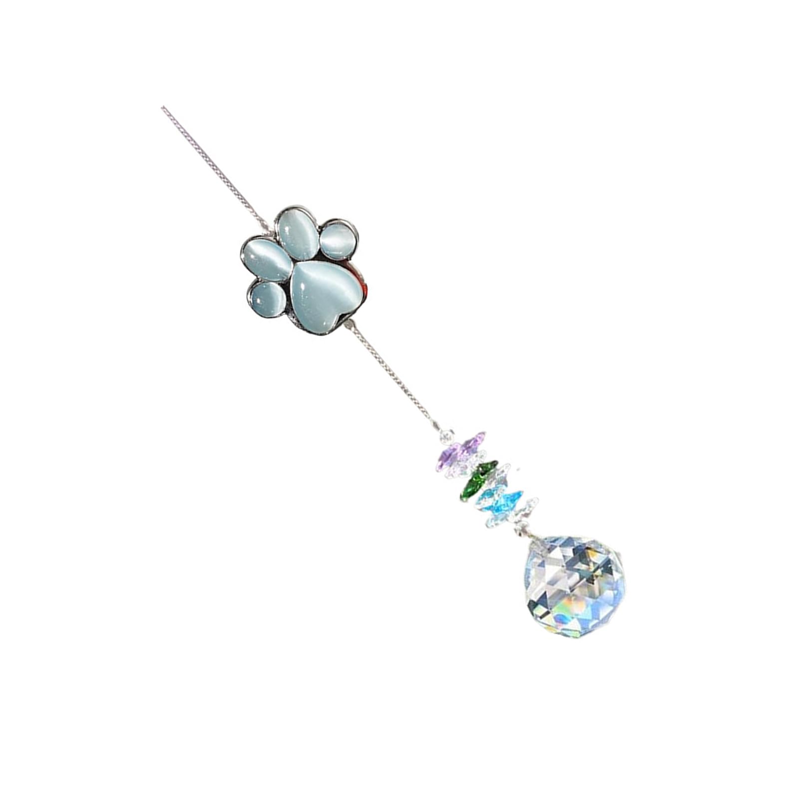 Crystal Pet Memorial Wind Chimes with Rainbow Lights for Garden Garden Ornaments Crystal Wind Chimes