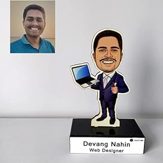 ZOCI VOCI Personalized Gift for IT Employees - Toony Caricature Standee Coolest and Unique Corporate Gift Birthday Gifts (Caricature Gift Male - IT), Wood