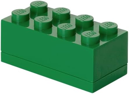 LEGO Mini Box 8 Knobs Green - Versatile Small Storage Box for Snacks, Jewellery, Hair Accessories, and Souvenirs - Safe, Easy to Clean, 46x92x43 mm