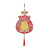 KOqwez33 Large Red Fu Chun Character Pendant for Spring Festival Decor,Decorative Pendant Hollow Durable Double-Sided Traditional Chinese Knot Pendant New Year Ornament for Gift Wallet Bag Fu