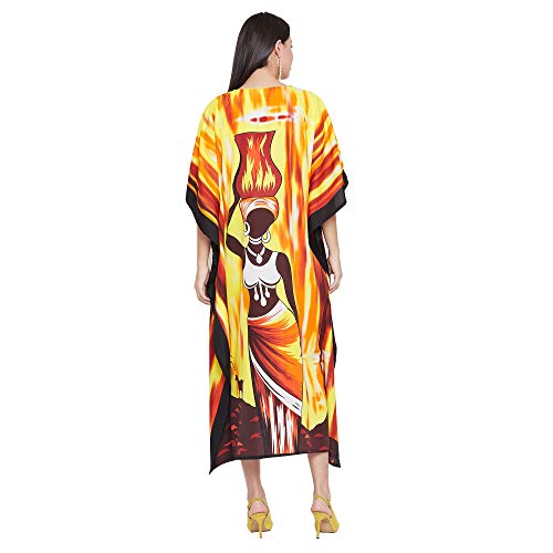 Image of Oussum Women Plus Size Kaftan Kimono Loose Maxi summer dresses for women Beach 3 /4 Sleeve Casual lounge dress Boho