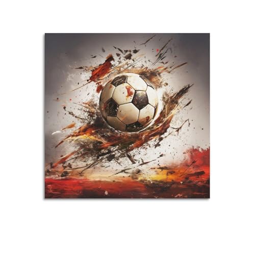 Póster de fútbol en llamas abstracto de 20 pulgadas para decorar tu cueva de hombre o gimnasio