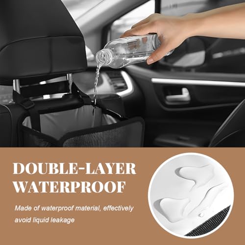 Image of Car Trash Can, Bling Rhinestone Crystal Waterproof Hanging Garbage Bag for Car Interior, Oxford Leakproof Foldable Waste Organizer Trash Bin Universal for Most Vehicles (Red)