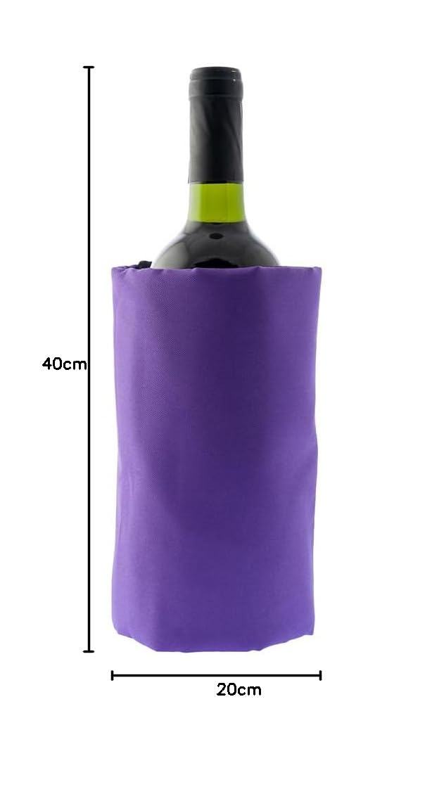 Koala Spain (20 Unidades) Enfriador de Vino con Gel Rápido Enfriamiento Compartimentado, 4 Capas Anti-condensación,Color Morado, Velcro Ajustable Bot. Vino o Cava
