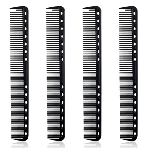 NIANOPKM 4 Peine de Carbono Antiestático, Peine de Pelo, Profesionales Salón de Peluquería Barberos Peines, Carbono Peluquería Peine Pelo