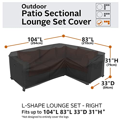 Flexiyard Heavy Duty Outdoor Sectional Sofa Cover, 104"X83" Waterproof 600D Patio Furniture Covers, L-Shaped Lawn Patio Couch Cover, Right Facing