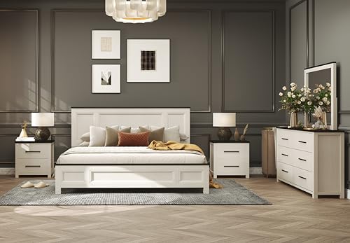 Roundhill Furniture Realynn 5-Piece Wood Bedroom Set, King Size Panel