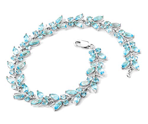 Galaxy Gold Gg 16.5 Carat 14K Solid White Gold Butterfly Bracelet Blue Topaz #TOP1