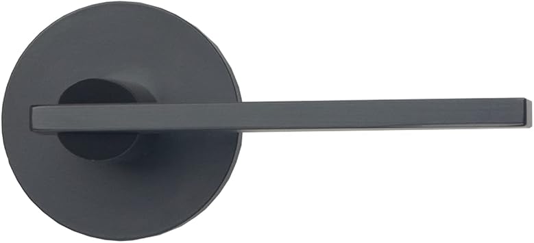 Delaney Hardware Bravura 943 Raleigh Lever Passage Lockset with Modern Round Trim Reversible Adjustable Door Handle Lever for Hallway/Office, Matte Black