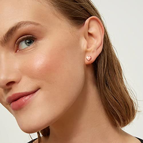 Chicsilver Rose Gold Plated Stud Earrings For Women Delicate Tiny Heart Studs Hypoallergenic Sterling Silver Earrings For Sensitive Ears #TOP1