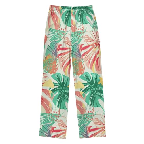 J JOYSAY Tropical Monstera Fronds Ivory Pajamas Pants Soft Long Pajama Bottoms Lounge Sleep Pants Size S-XL2