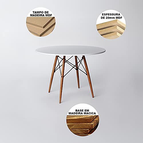 Mesa Eames Eiffel Redonda De Jantar 90cm Branca - Up Home