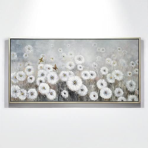 Peinture à l'huile sur toile pissenlit 3D grand format pour salon
