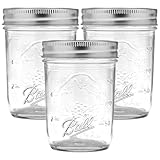 Ball Regular Mouth Glass Mason Jars with Lids and Bands, Used for Canning (Half Pint, 8 Ounce (Pack of 3))