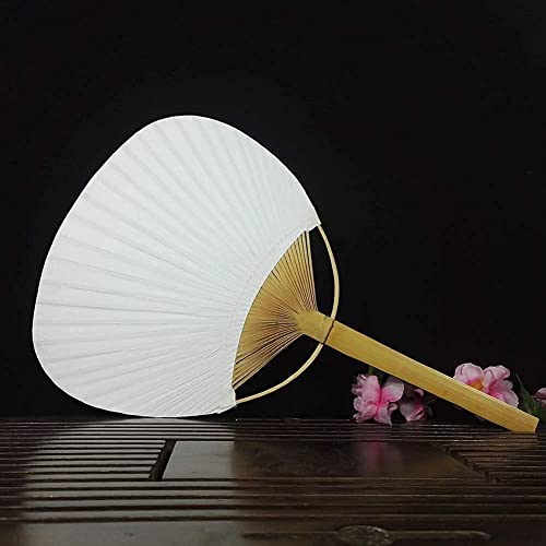 Yfeiqi 1 Pcs Lot White Paddle Fan -Decorative Fans - Paper Party Decorative Electric Home Portable Wall Fans Decorative Fans Hand Lace White Japanese Cattail Paper Drawer Desktop Connec (1 Pcs) #TOP3