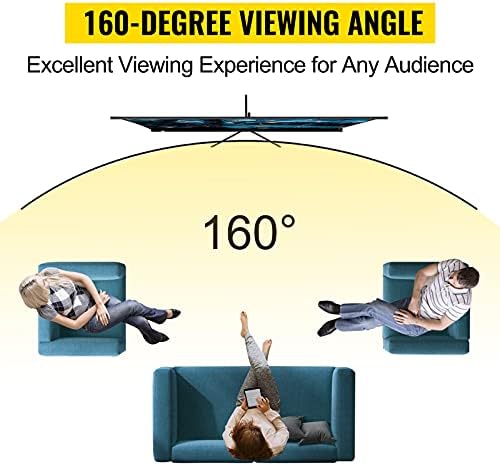 VEVOR Tripod Projector Screen with Stand 100inch 16:9 4K HD Projection Screen Stand Wrinkle-Free Height Adjustable Portable Screen for Projector Indoor & Outdoor for Movie, Home Cinema, Gaming, Office