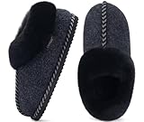 COFACE Zapatillas Casa Mujer Pantuflas Botines Acolchadas Suaves Peludas Felpudo Calientes Pelaje Sintético Memory Foam Dormir Mujer Fieltro Invierno 2025 Negro Talla 38