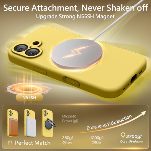 Image of FireNova Magnetic for iPhone 17 Case, Compatible with MagSafe, [Integrated Silicone Camera Control Button] [Camera Protection] Anti-Scratch Microfiber Lining Phone Case, 6.3 inch, Yellow