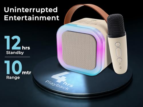 Image of iGear Melody Rechargeable Bluetooth Portable Karaoke Machine for Kids Adults, RGB LED Lights, 1500mAh Battery, Musical Toys for Boys, Girls and Adults