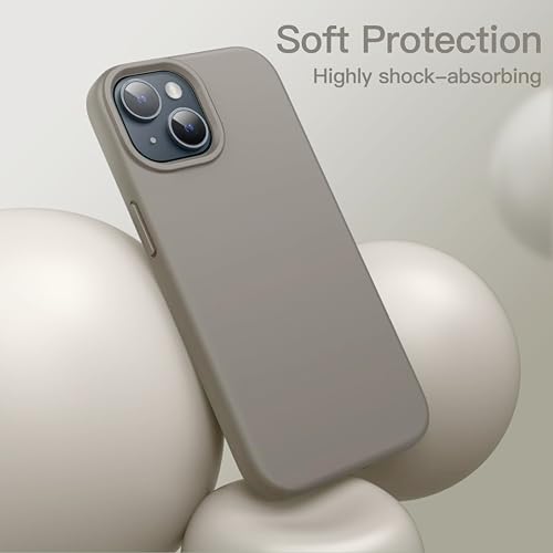 Image of SBMS Silicone Case for iPhone 14 6.1-Inch /iPhone 13 6.1-Inch, Silky-Soft Touch Full-Body Protective Phone Case, Shockproof Cover with Microfiber Lining (Gray)