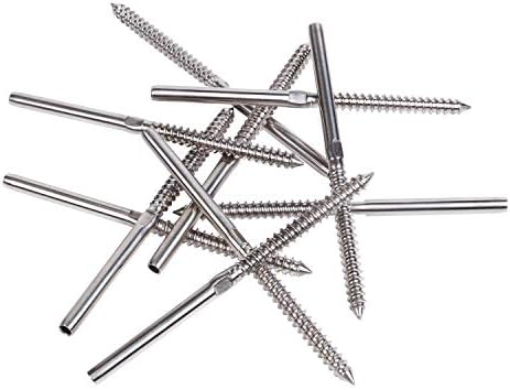 Blika 10Pack Lag Screw Swage Stud Fitting Terminal Thread for 1/8" Cable Railing Stainless Steel T316 Marine Grade