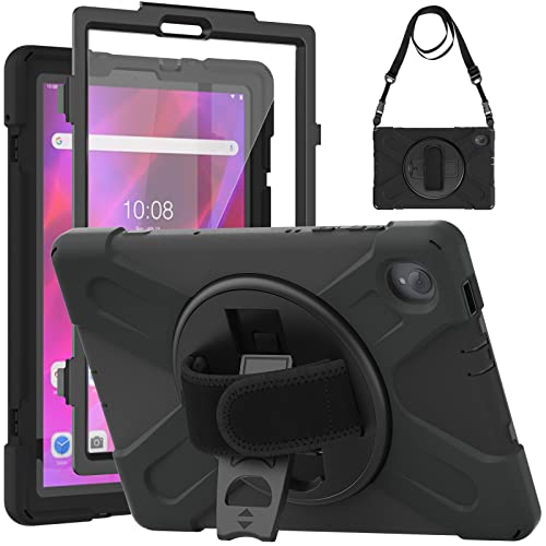Coque Lenovo Tab K10 et M10 FHD Plus antichoc noire avec protège-écran et support