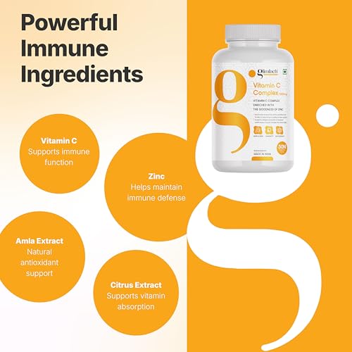 Image of GLIMLACH Vitamin C Complex Tablet with Amla & Zinc for Men and Women - Supports Energy, Immunity, Antioxidant, Essential Nutrient Formula for Dietary Intake, Vitamin C Amla Zinc Nutrition Addition
