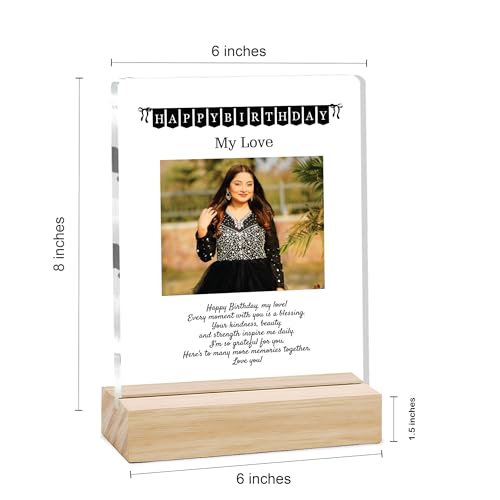 Image of Giftplease Personalized Happy Bithday Photo Plaque with Photo | Custom Friendship Gift with Wooden Stand | Best Friend Birthday Keepsake for Him or Her CS 07