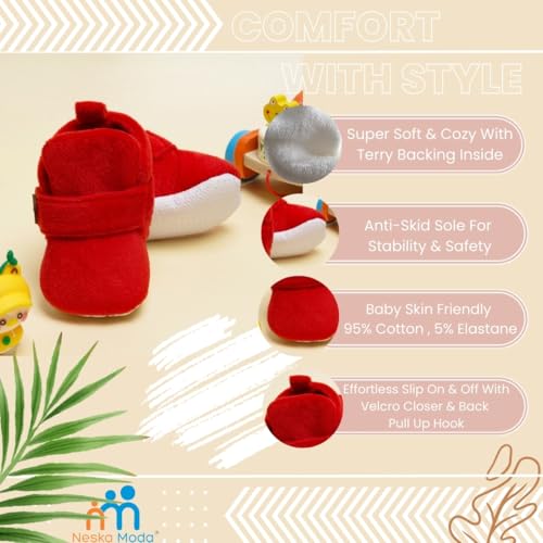 Image of Neska Moda Baby Boys & Baby Girls 6 to 12 Months Velvet Booties