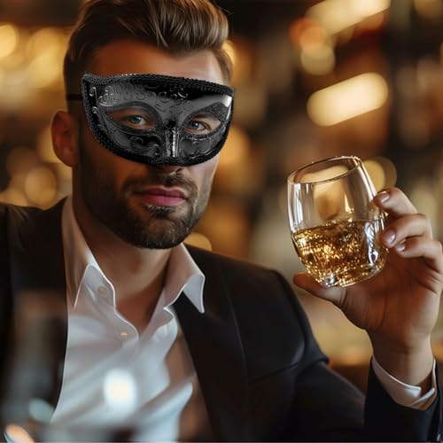 Venezianische Maske Herren, Maskenball-Maske Retro, Masquerade Mask Herren Venezianischen Cosplay Mask für Halloween Karneval Maskerade Party Zubehör (A)