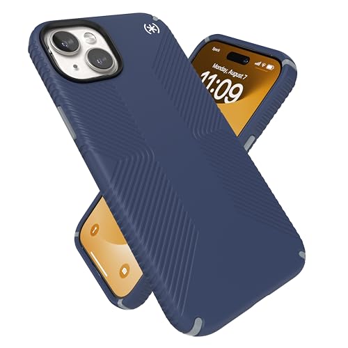 Image of Speck Presidio2 Grip Blue /Grey /White - MagSafe Compatible, Slim iPhone 15 Plus Case (6.7 inch)