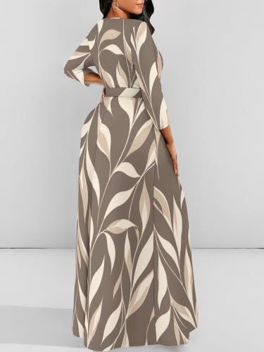 Image of PinkPatty Women's Long Sleeve Maxi Dress Plus Size Casual V Neck Wrap Dress with Pockets&Belt