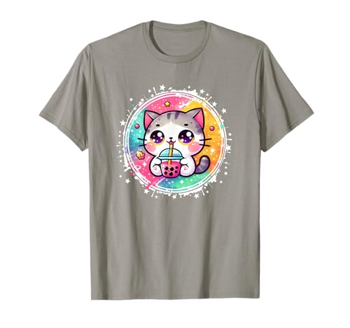 Boba Cat Boba Tea Bubble Tea Kawaii Anime Cat Kawaii Neko Camiseta