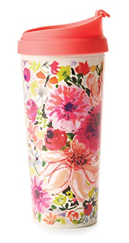 Kate Spade New York 16 Ounce Insulated Travel Mug, Floral Double Wall Thermal Tumbler for Coffee/Tea, Dahlia