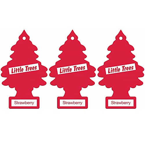 Little Trees Air Freshener Tree LTZ013 Strawberry Fragrance For Car Home Boat Caravan - Triple Pack, Red
