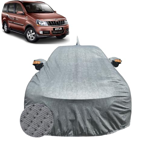Image of Car Cover for Mahindra Xylo (2009-2019) | 100% Waterproof Cover with Reflective Mirror Pockets | Dustproof, Scratchproof, Heatproof Xylo Car Cover |Soft Cotton Lining| Grey