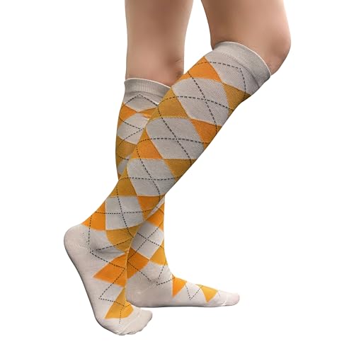 Image of Couver Women's Argyle Knee High Socks - Soft Acrylic Over the Calf Tube Style Socks for Casual Athletic - One Size