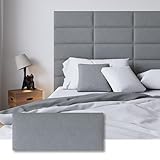 Peel and Stick Upholstered Wall Mounted Headboard Queen Size, 9 Panels Tufted Fabric Headboard,Wall Mounted Headboards, Interior Wall Panels for Bedroom, 10'x24' Dark Grey