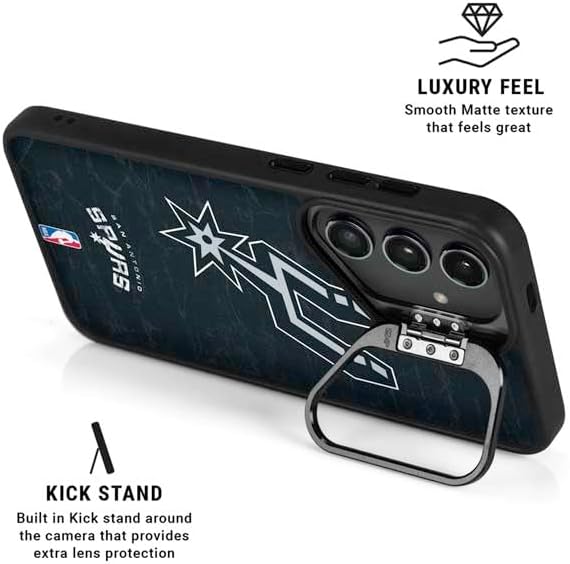 Skinit Kickstand Phone Case Compatible with Galaxy S25 - Officially Licensed NBA San Antonio Spurs Secondary Logo Design