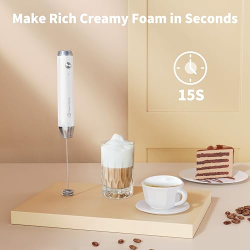 Maestri House Rechargeable Milk Frother, Handheld Electric Foam Maker Waterproof Detachable Stainless Steel Whisk Drink Mixer Foamer for Lattes, Cappuccino, No Stand - Thumbnail 5