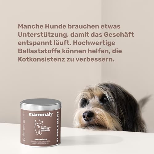 9 in 1 Analdrüsen Leckerli für Hunde mit Ballaststoffen - Easy Squeezy 120 Snacks (350g) von mammaly - gegen verstopfte Analdrüse - für festen KOT und natürliche Analdrüsenentleerung für deinen Hund