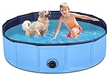 Dog Pool for Large Dogs 48'x12' JECOO Kiddie Pool Hard Plastic Foldable Dog Bathing Tub Portable Outside Kids Swimming Pool for Pets and Dogs